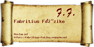 Fabritius Füzike névjegykártya